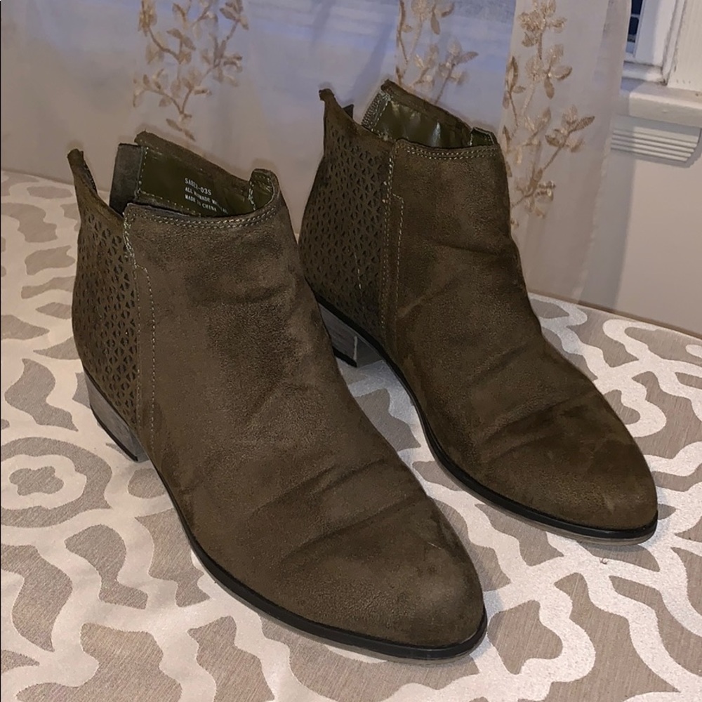 Olive green sway booties